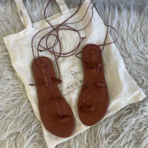 Dimitras Workshop GYPSY QUEE Gladiator sandals, ankle wrap, Brown leather